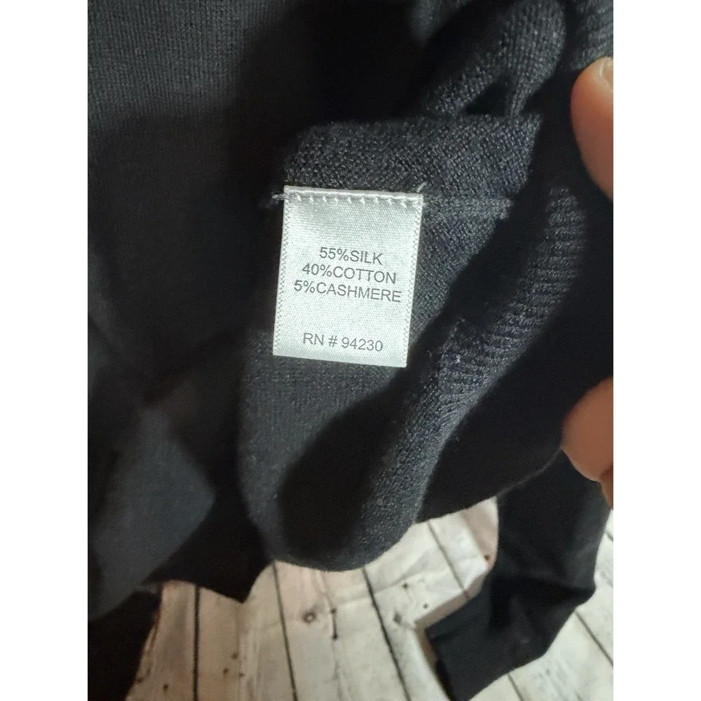 Paul Fredrick Silk Cashmere‎ Blend Collar Sweater Black Men's Luxury XLT